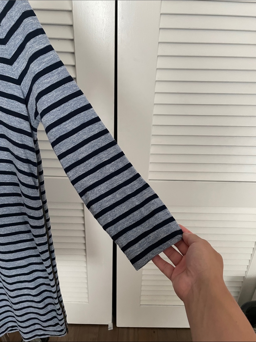 J. Crew Light Blue and Navy Striped Knit Shift Dress - Picture 2 of 7